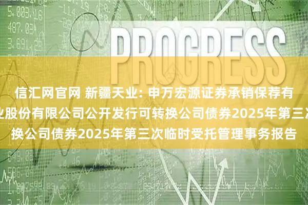 信汇网官网 新疆天业: 申万宏源证券承销保荐有限责任公司关于新疆天业股份有限公司公开发行可转换公司债券2025年第三次临时受托管理事务报告
