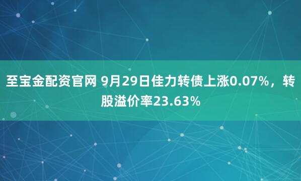 至宝金配资官网 9月29日佳力转债上涨0.07%，转股溢价率23.63%